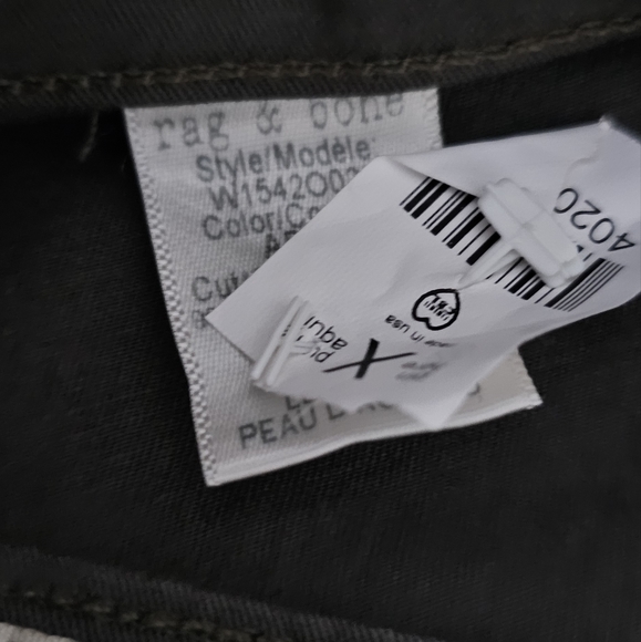 rag & bone Halifax Leather-Panel Moto Jeans Size 26 Army Military Green New NWOT - Picture 7 of 10